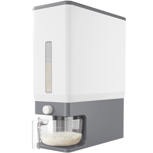 Lifewit Rice Dispenser 25 Lbs(11.3kg), Rice Storage Container Sealed Moisture Proof with Measuring Cup for Kitchen Pantry Household, BPA-Free