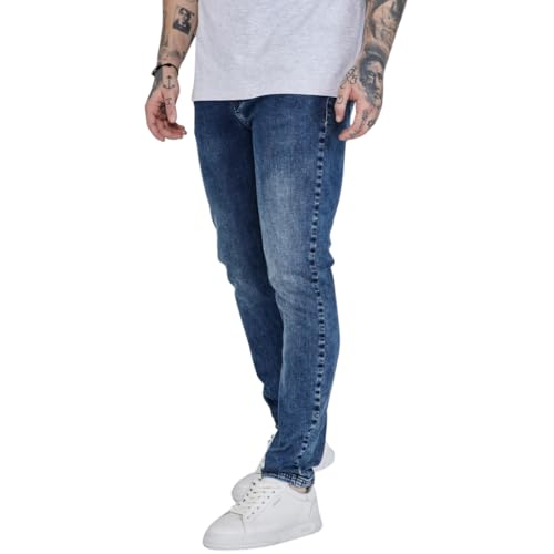 SikSilk Men Slim Fit Jeans (US, Numeric, 32, Regular, Regular, Standard, Blue)
