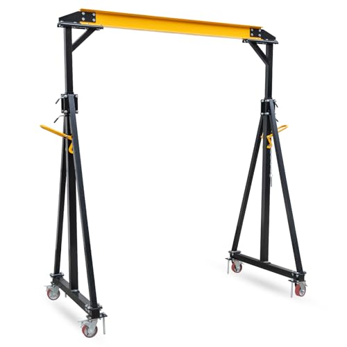 ExploreHorizon Adjustable Gantry Crane, 2 Ton Portable Lift Hoist with Height Range of 97" to 141", 4400 Lbs Load Capacity, Perfect for Factories, Construction Sites, Warehouses, and Auto Repairs