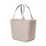 Simple Modern Beach Bag Rubber Tote | Waterproof Extra-Large Tote Bag with Zipper Pocket for Beach, Pool Boat, Groceries, Sports | Getaway Bag Collection | Almond Birch