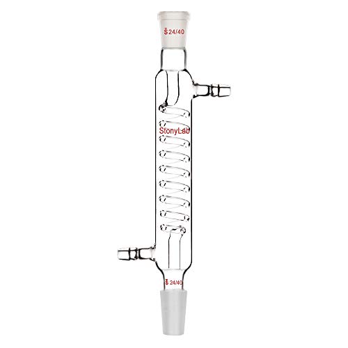 StonyLab Borosilicate Glass Graham Condenser with 24/40 Joint 200mm Jacket Length Lab Condenser