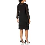 S.L. Fashions Women's Mother of The Bride Jacket Dress with Sequined Cut Out Shoulder (Petite and Regular Sizes), Black, 12