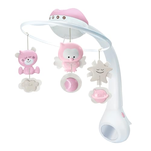 INFANTINO 3-in-1 Projector Musical Mobile, Convertible Mobile, Table & Cot Light Projector with Wake-Up Mode to Simulate Daylight, Includes 6 Melodies & 4 Nature Sounds, Rose