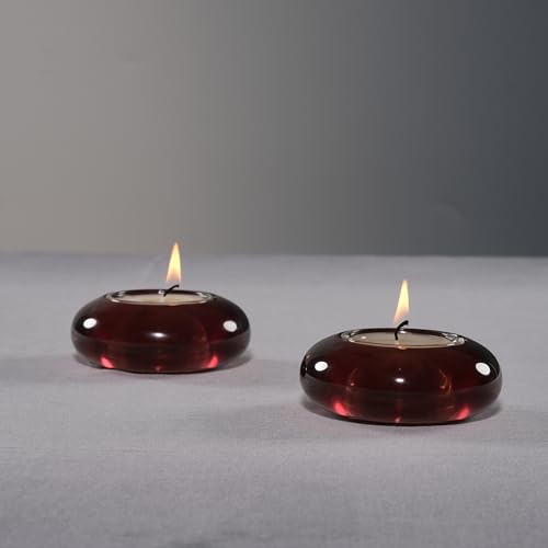 ICNBUYS Handmade Decorative Pebble Tealight Candle Holder Set of 2 - Handcrafted Home Decor Accent for Calming Earthy Aesthetic Dark Brown Diameter 3 inches - Resin