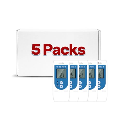 AP003-TE-02PRO-H 5PCS Temperature Humidity Data Logger, Multi-Use USB Temperature Recorder with 32000 Readings Vaccine Fridge Auto PDF & CSV Reports, LED Alert Indicator, Calibration Certified