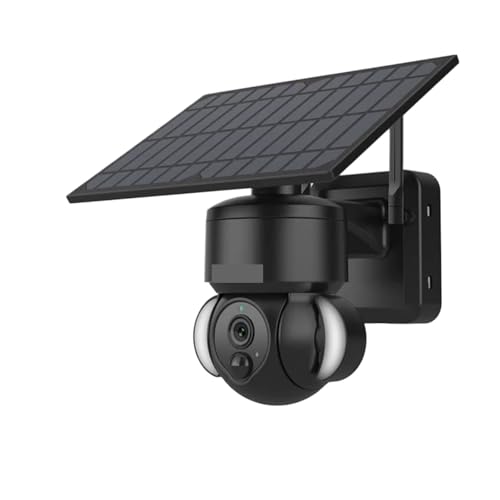 JUCFRDNJ TUYA Solar PTZ IP Camera Outdoor Solar Panel Surveillance Security Camera Home Camera(Black add Alexa)