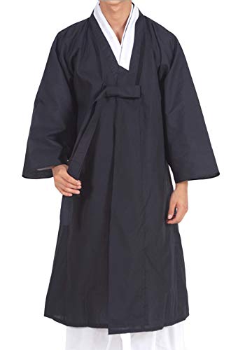 Altair Men outer coat Korean traditional clothes Hanbok Durumagi robe Halloween costume event (Black, L)