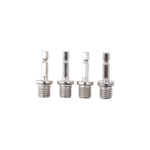 Urjumpea 4pcs M14 Thread Adapter Screwdriver Bit Round Hexagon Connecting Rod Chuck For Electric Drill Rotary Backing Pad Polishing
