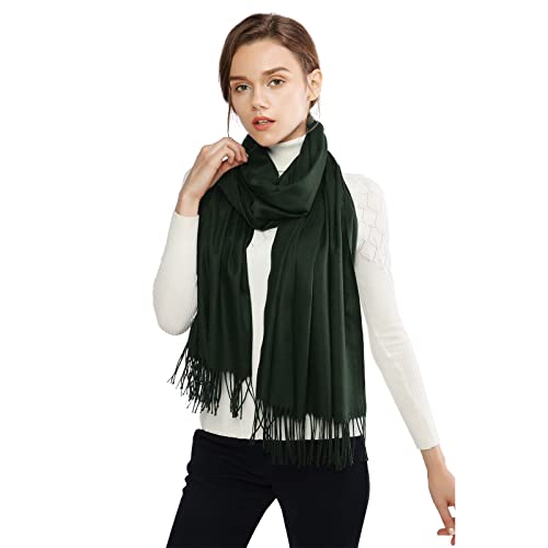 RIIQIICHY Pashmina Shawl for Women Weddings Wraps for Evening Dresses Army Green Scarfs for Winter Warm Large Scarves