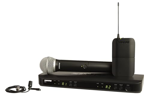 Shure BLX1288/CVL Wireless Microphone System - 14-Hour Battery Life, 300 ft Range, UHF | Includes Handheld & Lavalier Mics, Dual Channel Receiver | J11 Band (BLX1288/CVL-J11)