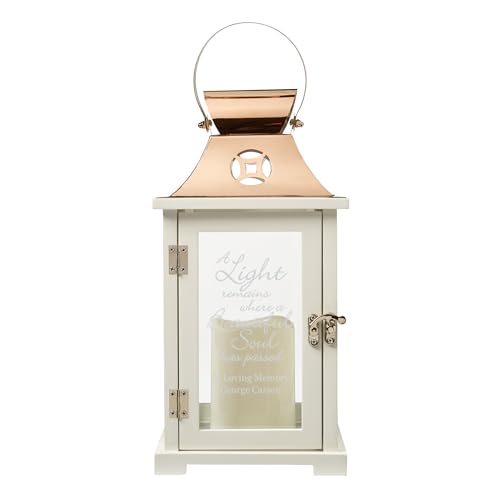 Let's Make Memories Personalized Memorial Lantern - Sympathy - Condolences - LED Candle - Automatic Timer - Wood/Stainless Steel - Copper Finish - A Light Remains