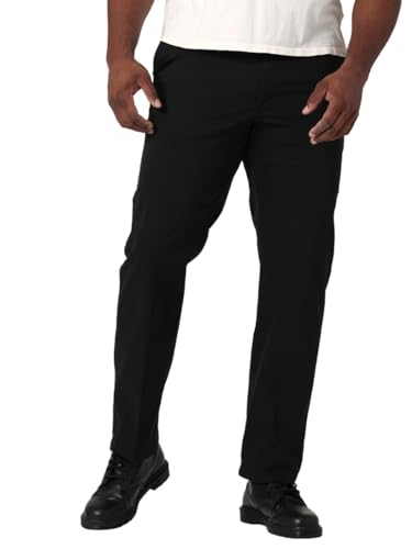 Lee Men's Big & Tall Extreme Motion Flat Front Regular Straight Pant Black 54W x 28L