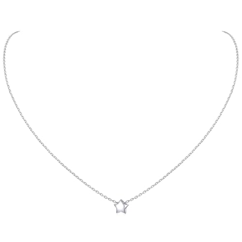 ChicSilver Women Star Necklace 925 Sterling Silver Small Star Pendant Necklace Dainty Simple Charm Necklace Gifts for Women Christmas Necklace