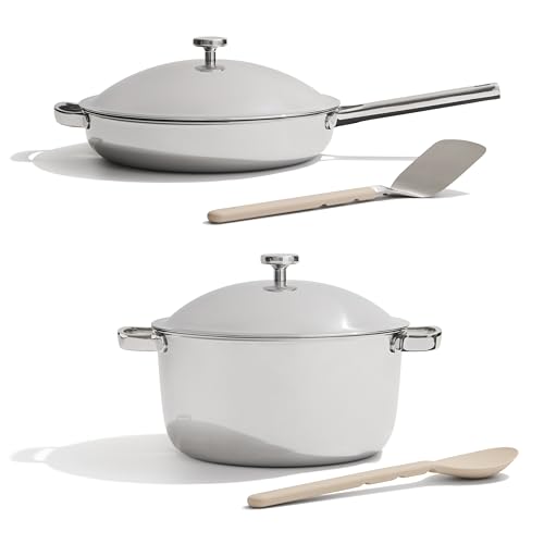 Our Place Titanium Pro Cookware Duo – Always Pan & Perfect Pot with Nonstick No-Coating Technology | Tri-Ply Titanium & Stainless Steel | Safe for Oven, Induction & All Cooktops up to 1000°F | Chrome