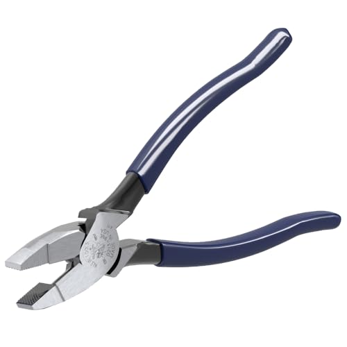 Klein Tools D213-9NE Pliers, Made in USA, 9-Inch Side Cutters, High Leverage Linesman Pliers Cut Copper, Aluminum and other Soft Metals