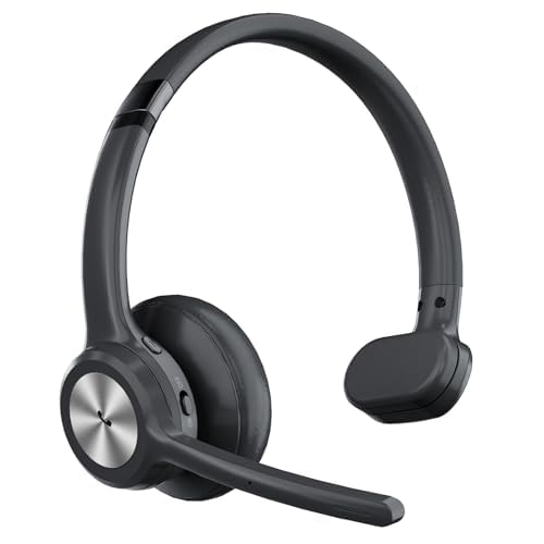 Hijoxp Bluetooth headset Wireless Trucker Headset with Noise Cancelling & Mute Button,40Hrs Driver Headphone for Cellphone Office Work