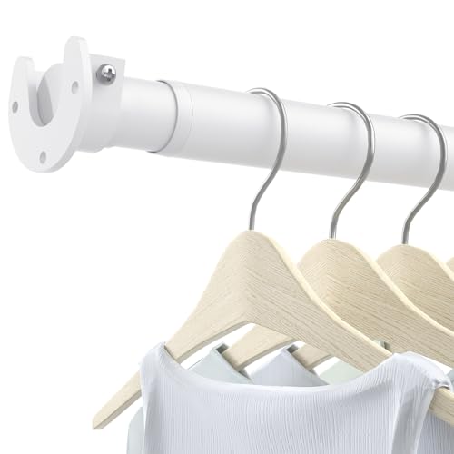 Closet Rods for Hanging Clothes, 17 to 84 Inch Heavy Duty Stepless Adjustable Closet Hanging Rod, 1.3 Inch Diameter Metal Closet Rod for Wardrobes Laundry Bedroom RV