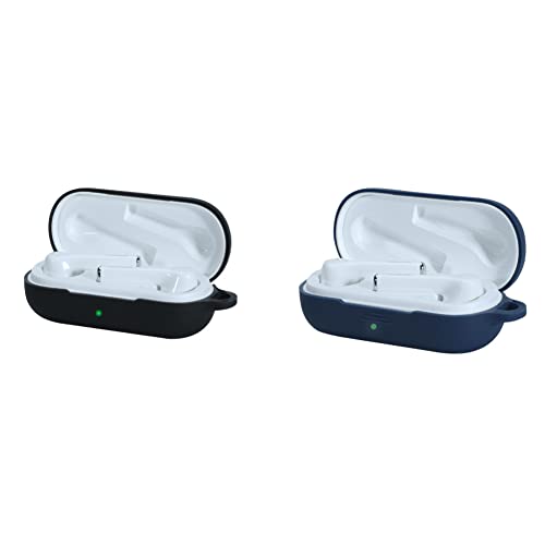 2 Pack DAYJOY Soft Silicone Protective Case Cover Compatible with Honor FlyPods3/Huawei freebuds 3i Earphone, Protective Skin Sleeve with Key Chain (Black+Blue)