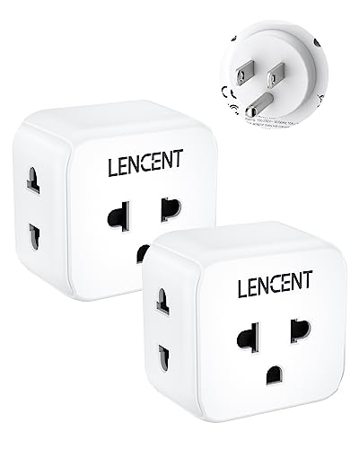 LENCENT 2 Pack EU to US Plug Adapter, European to USA Outlet Adaptor, Travel from Europe to American Outlet, 3 Outlet Extender, Wall Tap, Mini Charger Box, Travel Plug Converter, Cruise Ship Approved