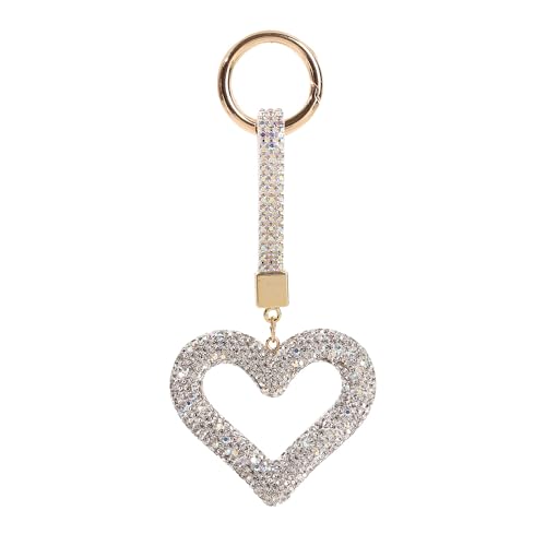 RANXIZY Rhinestone Love Heart Shape Keychains for Women,Crystal Bling Bling Key Chain for Backpack Handbag Car Keys(AB)