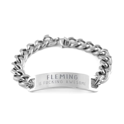 Fleming Gifts for Coworker, Christmas Gifts for Fleming Cuban Chain Bracelet Engraved gifts for Fleming is fucking awesome Funny Birthday Gifts for Fleming, Fleming Unique Gifting Ideas X-mas Gifts