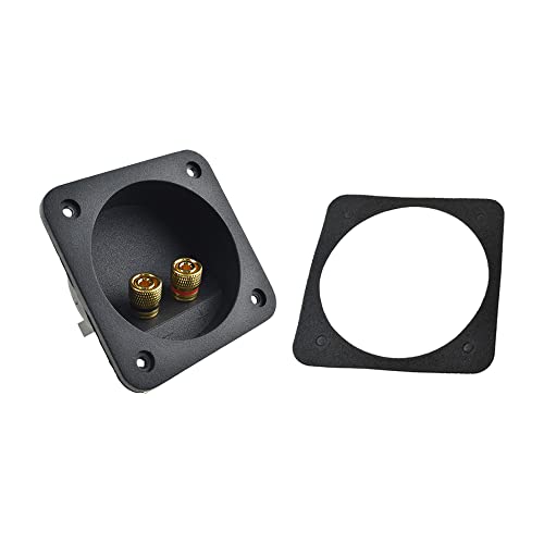HAHIYO Square Speaker Box Terminal Cup Withstand Higher Sound Pressure Less Resonance Connect Securely Binding Post Connector Black for Subwoofer Box Tower Speakers, 2-way Square-80x80mm-2PCS
