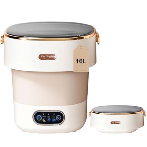 Portable Washing Machine,Mini Washer 16L Upgraded With Spin Basket,Small Clothes Folding Washing Machine Of Underwear, Baby And Small Clothes,Suitable For Home Apartments Dormitories, Hotels Khaki