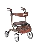 Drive Medical RTL10266CH-HS Nitro DLX Foldable Rollator Walker with Seat, Champagne (Brown)