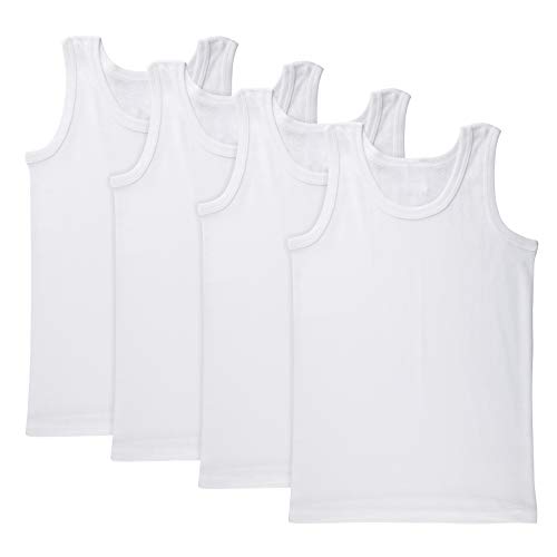 Brix Boys Undershirt Tank Top - Tagless 100% Cotton Super Soft 4 Pack Novelty.