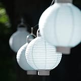 Relaxdays Led Lampions, 10-Piece Set, Battery-Powered, Indoor & Outdoor, Hangable, Paper Lantern, Ø 20 cm, White