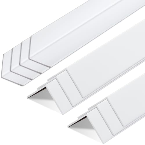 Sasylvia 10 Pcs Wall Corner Protector Guards, Vinyl 1-1/8 x 48 Inches Corner Trim Molding, Avoid Scratching Scuffs, Ease Install and Cleaning for Door Tables Countertop Furniture Cabinet Protection