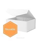 PACKHOME 6 Gift Boxes 9x6.5x3.8 Inches, Bridesmaid Boxes, Rectangle Collapsible Boxes with Magnetic Lids for Gift Packaging (Matte White, Grain Texture)