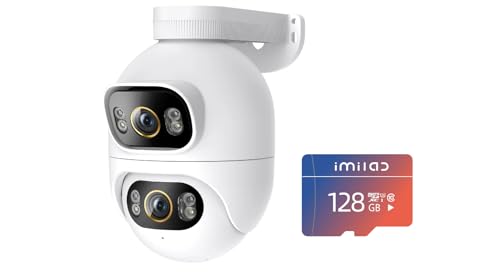 IMILAB EC6 Dual 3K+3K with 128GB SD Card: Dual Lens Camera for Home Security, 360 Coverage Surveillance PTZ Outdoor Camera