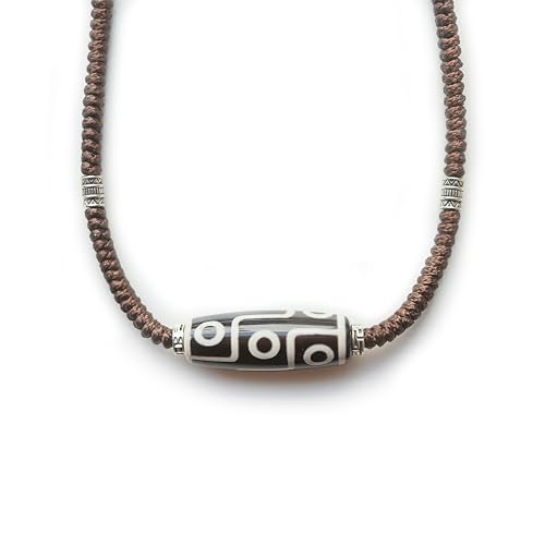 Tibetan Dzi Bead Buddha Necklace for Men & Women, Buddhist Protection Beads Pendant, Spiritual Lucky Amulet, Buddhism Meditation Prayer Jewelry