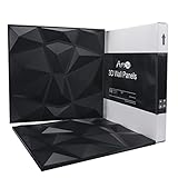 Art3d 3D Paneling Textured 3D Wall Design, Black Diamond, 19.7" x 19.7" (12 Pack)