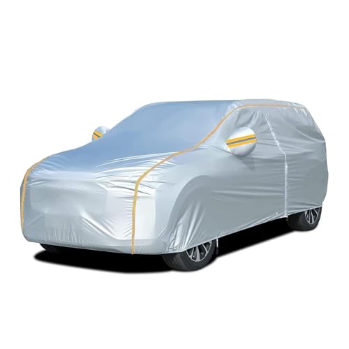 Full Car Cover for Suzuki Jimny 2019 ，All Weather Car Heat Cover with Zipper Door and Reflective Strip for Sun Rain Snow Dust Uv Protection