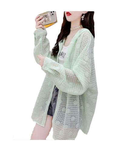 Summer Sun Protection Clothing Women's Korean Single Breasted UV-Proof Hooded Thin Loose Female Jacket EN8 XXL