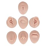 Body Piercing Model 6Pcs Simulation Silicone Body Part Piercing Practice Kit, Ear Eye Nose Mouth Tongue and Belly Button Model for Novice Piercer, Soft Model Body Part Displays Set