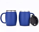 CHILLOUT LIFE Stainless Steel Insulated Coffee Mugs Set of 2 (14oz) – Double Wall Coffee Cups With Spill Resistant Lid & Strong Handle – Shatterproof Cups for Cold Drinks & Hot Beverages