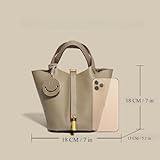 Genuine Leather-Handbags,Bucket- with Lock,Clemence -Portable,fashion-Female Bag (golden pink)