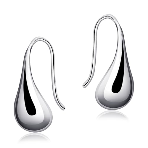 Teardrop Pull Through Earrings Sterling Silver Earrings Hypoallergenic Drop Dangle Earrings Threader Earrings Open Earrings for Women