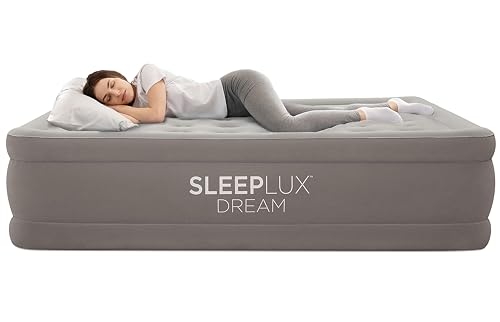 SLEEPLUX Dream Luxury 20" Queen Air Mattress with Built-in AlwayzAire Dual Pump, True-to-Size Raised Inflatable Mattress, Blow Up Bed with Ultra-Soft Flocked Top and Sides, 1-Year Warranty