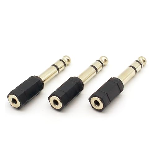 VUBBJCRS 3pcs Jack 6.35 Mono 6 Corners Connector&Adapter 6.35MM Mono to 3.5 Stereo/Mono Jack 3PCS/LOT