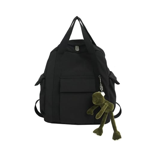 DUNBRI Korean Style Fashion Backpack Multi-purpose Large-capacity Travel Canvas Backpack Shoulder Bag for Women Men (Black)