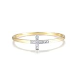 Santuzza 10K Yellow Solid Gold Cross Shape Ring Genuine Diamond Simple Dainty Ring for Women (8)