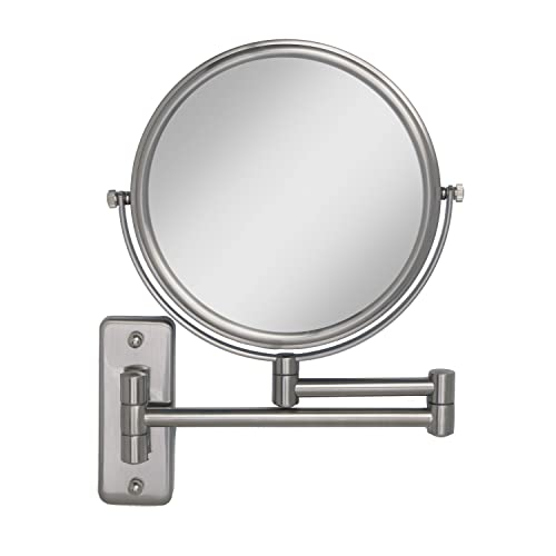 Zadro Two Sided Dual Arm Wall Mount Mirror, Satin Nickel, 5X-1X