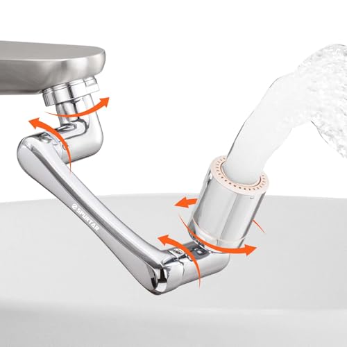 Spurtar 1440° Sink Faucet Aerator Extension Swivel Faucet Extender for Toddlers, 2 Sprayer Modes Bathroom Kitchen Head Replacement Smart Tap Attachment with Filter for Face Washing