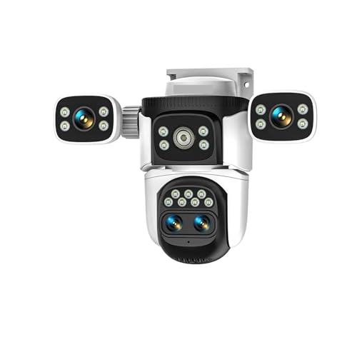 FJZKTEG 10K Home Security WiFi Camera Four Lens Four Screen 360° 10X Optical Zoom CCTV Auto Tracking 20MP Surveillance IP Cam(U/S,10K Cam)