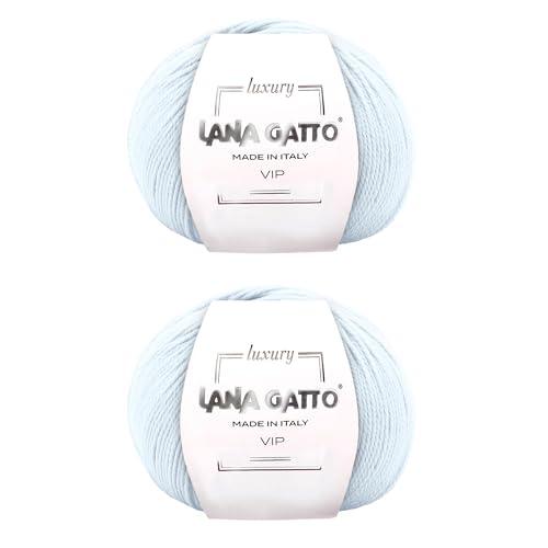 Cashmere and Extra-fine Merino Wool Luxurious Yarns for Hand Knitting and Crocheting, Made in Italy (Light Blue - 4010, 2)