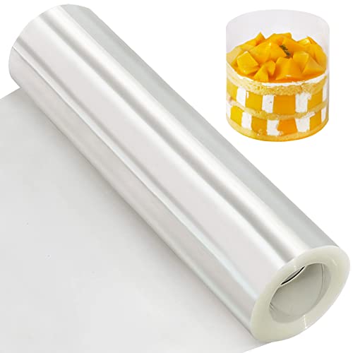 YQL Cake Collar 12 Inch,Acetate Cake Collar Roll DIY Acetate Sheet Baking Transparent Mousse Cake Sheets Surrounding Edge Clear Cake Strips for Baking Decorate Shaker Cards Making (12x394 Inch)